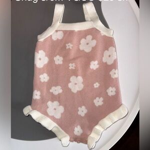 Pink Floral Knit Romper with Cream Trim - Kids